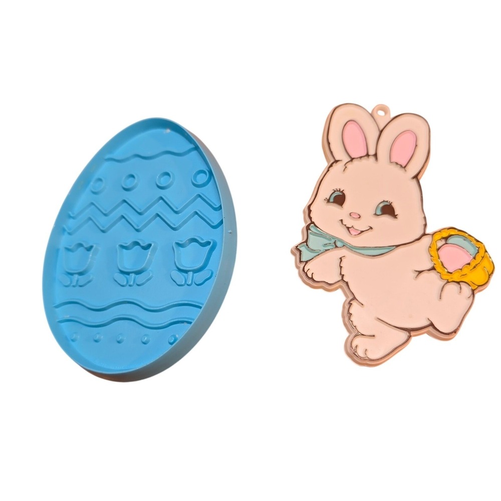 Easter Rabbit Bunny Egg Cookie Cutter Clay Press 4.5" Vintage